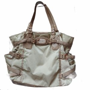 Michael Michael Kors nylon and leathertotel curved bag